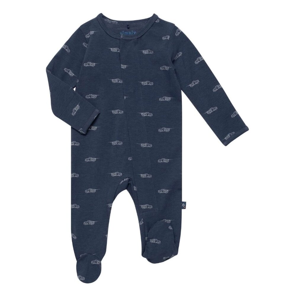 Magnetic Me / Navy Trucks - Cloudstretch Footie / 0-3 Months
